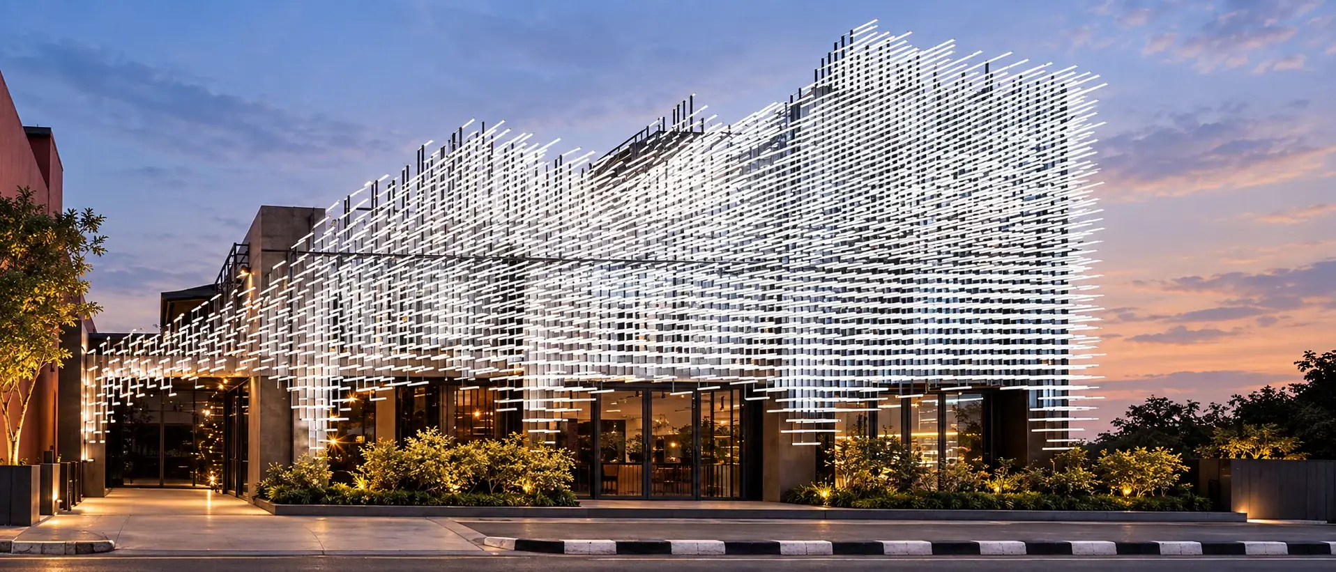 Modern home with aluminium façade battens and wood-grain finishes