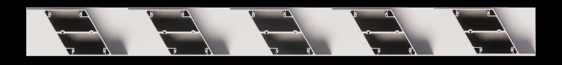 ภาพหน้าตัดกล่องระแนง Z-Gate รูปตัว Z และการเรียงซี่ระแนง